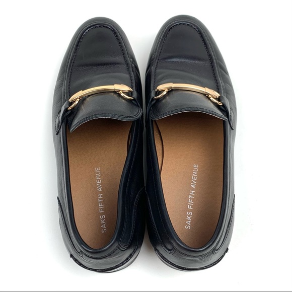 Saks Fifth Avenue Black Leather Firenze Loafer - Picture 3 of 7